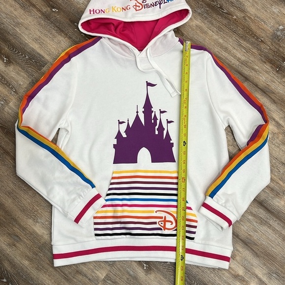NWT Disneyland Retro Hooded Sweatshirt Women's Medium Castle Stripes Hong Kong - Picture 10 of 16
